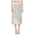Silver Grey Marble Print Side Slit Midi Skirt