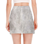 Silver Grey Marble Print Side Slit Mini Skirt