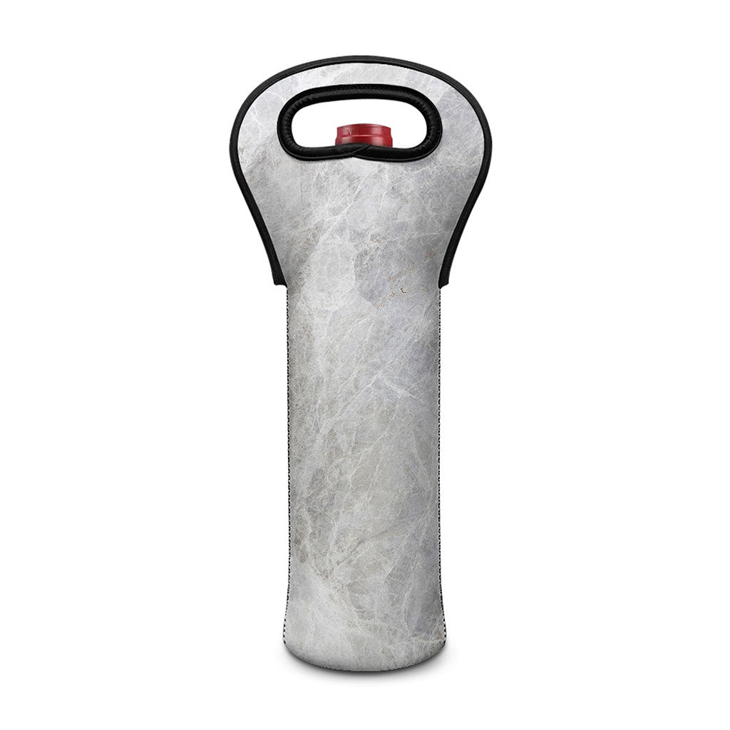 Silver Grey Marble Print Single Neoprene Wine Tote