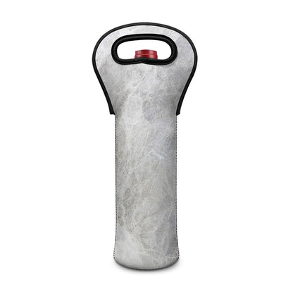 Silver Grey Marble Print Single Neoprene Wine Tote