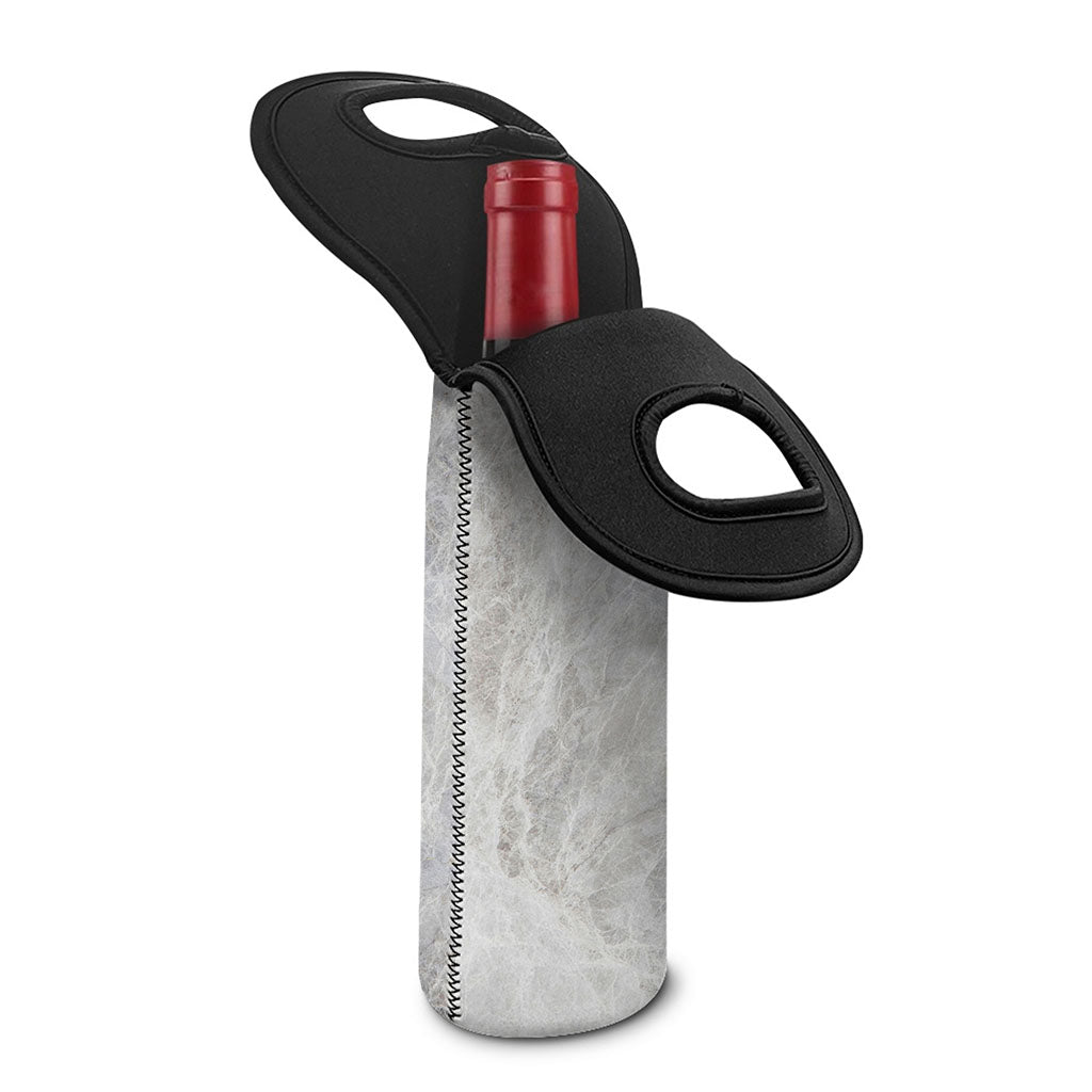 Silver Grey Marble Print Single Neoprene Wine Tote