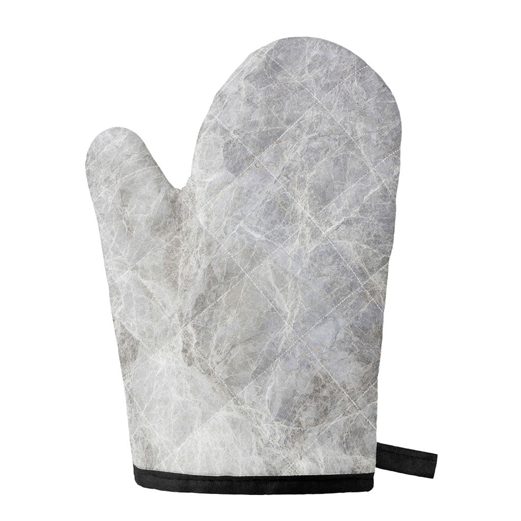 Silver Grey Marble Print Single Oven Mitt