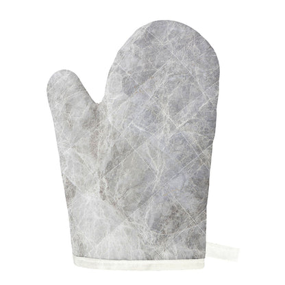 Silver Grey Marble Print Single Oven Mitt