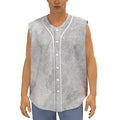 Silver Grey Marble Print Sleeveless Baseball Jersey