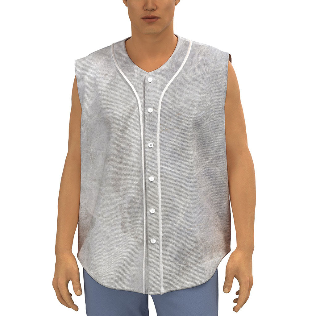 Silver Grey Marble Print Sleeveless Baseball Jersey