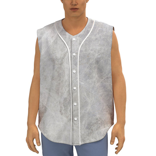 Silver Grey Marble Print Sleeveless Baseball Jersey