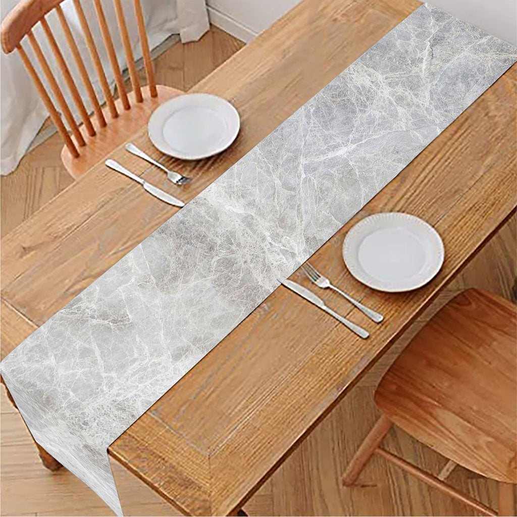 Silver Grey Marble Print Table Runner