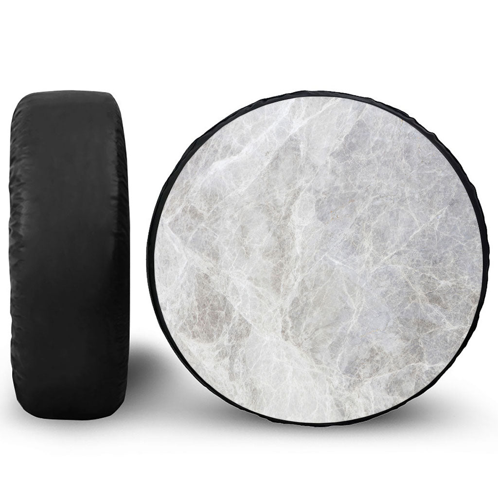 Silver Grey Marble Print Tire Cover