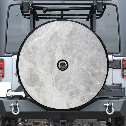Silver Grey Marble Print Tire Cover With Camera Hole