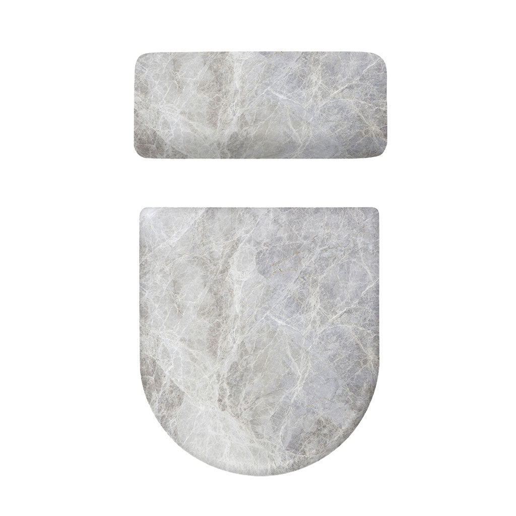 Silver Grey Marble Print Toilet Lid And Tank Cover Set