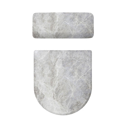 Silver Grey Marble Print Toilet Lid And Tank Cover Set