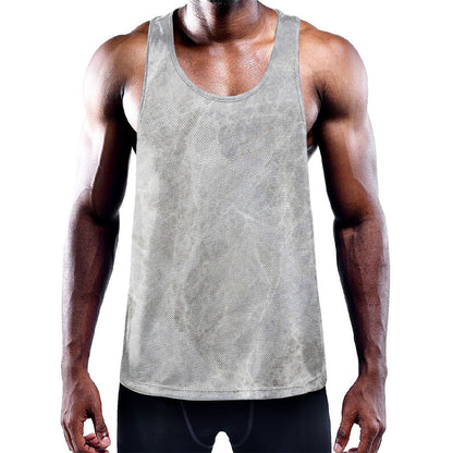 Silver Grey Marble Print Training Tank Top