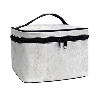 Silver Grey Marble Print Travel Makeup Bag