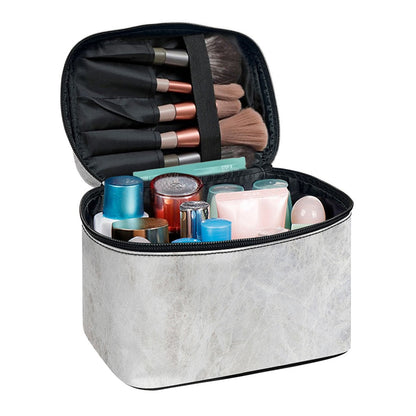 Silver Grey Marble Print Travel Makeup Bag