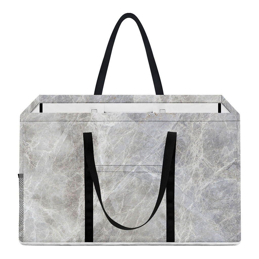 Silver Grey Marble Print Utility Tote Bag