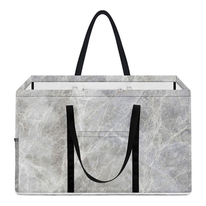 Silver Grey Marble Print Utility Tote Bag
