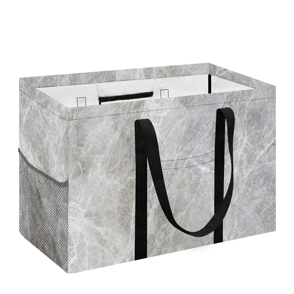 Silver Grey Marble Print Utility Tote Bag