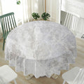 Silver Grey Marble Print Waterproof Round Tablecloth