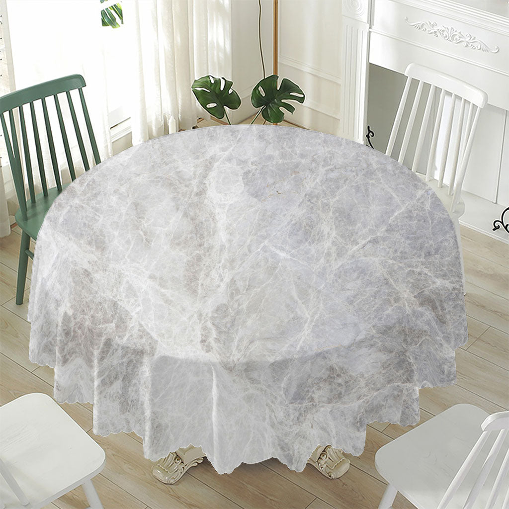 Silver Grey Marble Print Waterproof Round Tablecloth