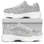 Silver Grey Marble Print White Chunky Shoes