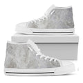Silver Grey Marble Print White High Top Sneakers