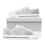 Silver Grey Marble Print White Low Top Sneakers