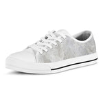 Silver Grey Marble Print White Low Top Sneakers