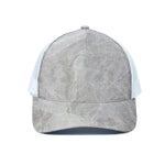Silver Grey Marble Print White Mesh Trucker Cap