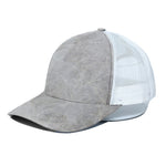 Silver Grey Marble Print White Mesh Trucker Cap