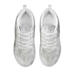 Silver Grey Marble Print White Running Shoes