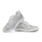 Silver Grey Marble Print White Running Shoes