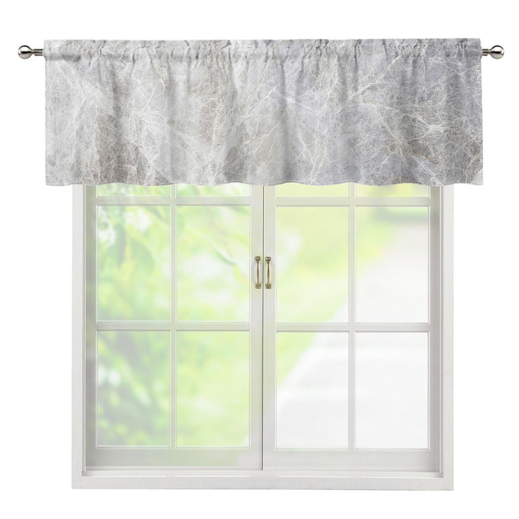 Silver Grey Marble Print Window Valance