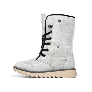 Silver Grey Marble Print Winter Boots