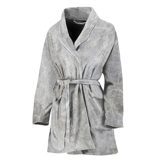 Silver Grey Marble Print Women's Bathrobe