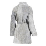 Silver Grey Marble Print Women's Bathrobe