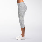 Silver Grey Marble Print Women's Capri Leggings