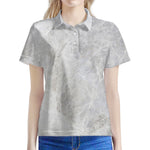 Silver Grey Marble Print Women's Polo Shirt