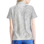Silver Grey Marble Print Women's Polo Shirt