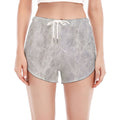 Silver Grey Marble Print Women's Split Running Shorts