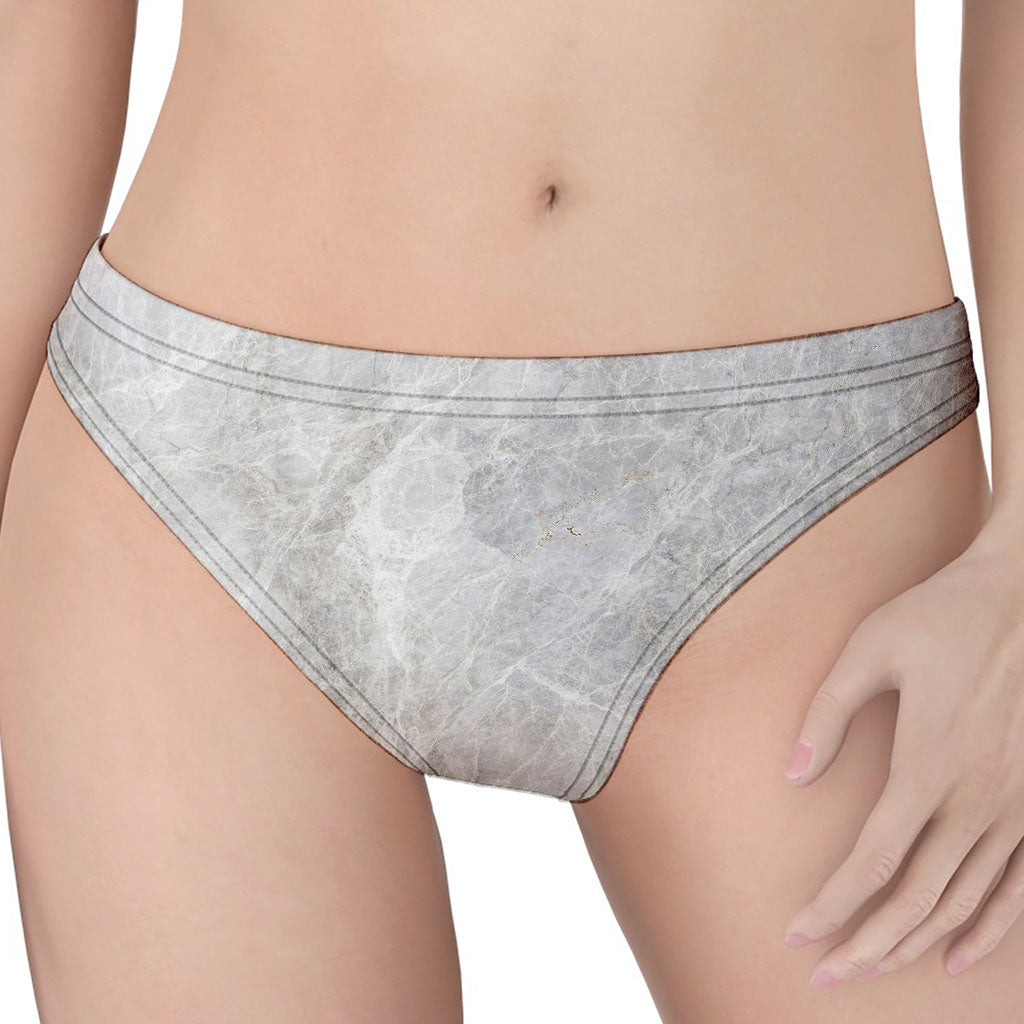 Silver Grey Marble Print Women's Thong