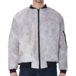 Silver Grey Marble Print Zip Sleeve Bomber Jacket