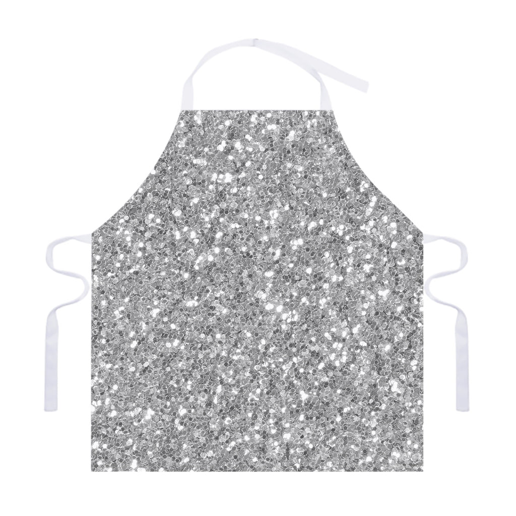 Silver (NOT Real) Glitter Print Adjustable Apron