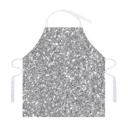 Silver (NOT Real) Glitter Print Adjustable Apron