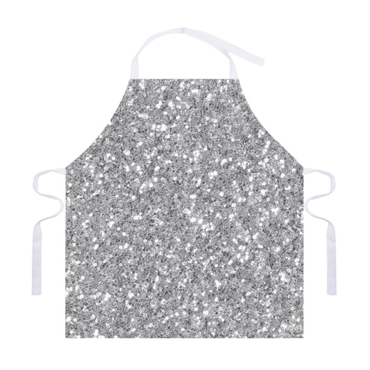 Silver (NOT Real) Glitter Print Adjustable Apron