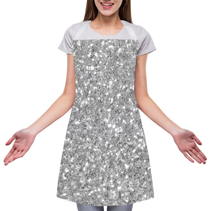 Silver (NOT Real) Glitter Print Adjustable Apron