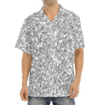 Silver (NOT Real) Glitter Print Aloha Shirt