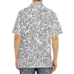 Silver (NOT Real) Glitter Print Aloha Shirt