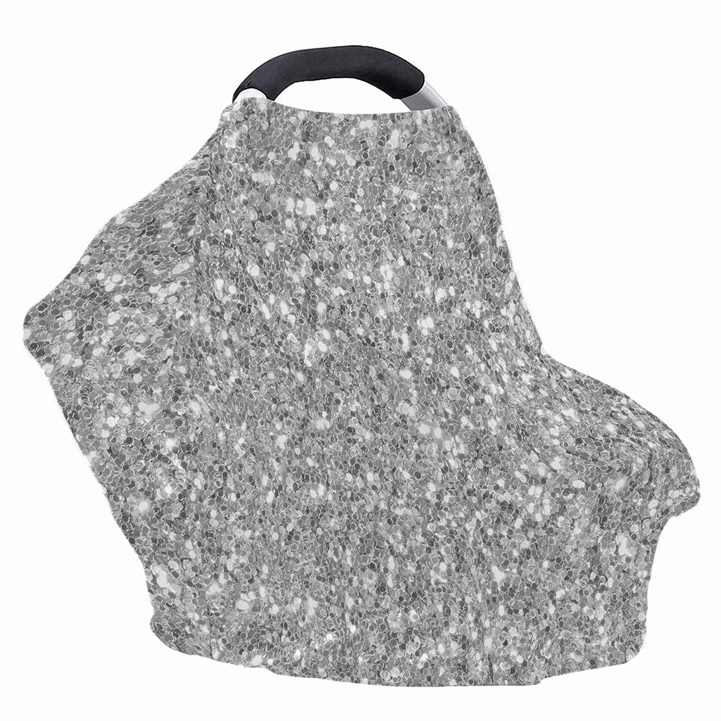 Silver (NOT Real) Glitter Print Baby Seat Cover
