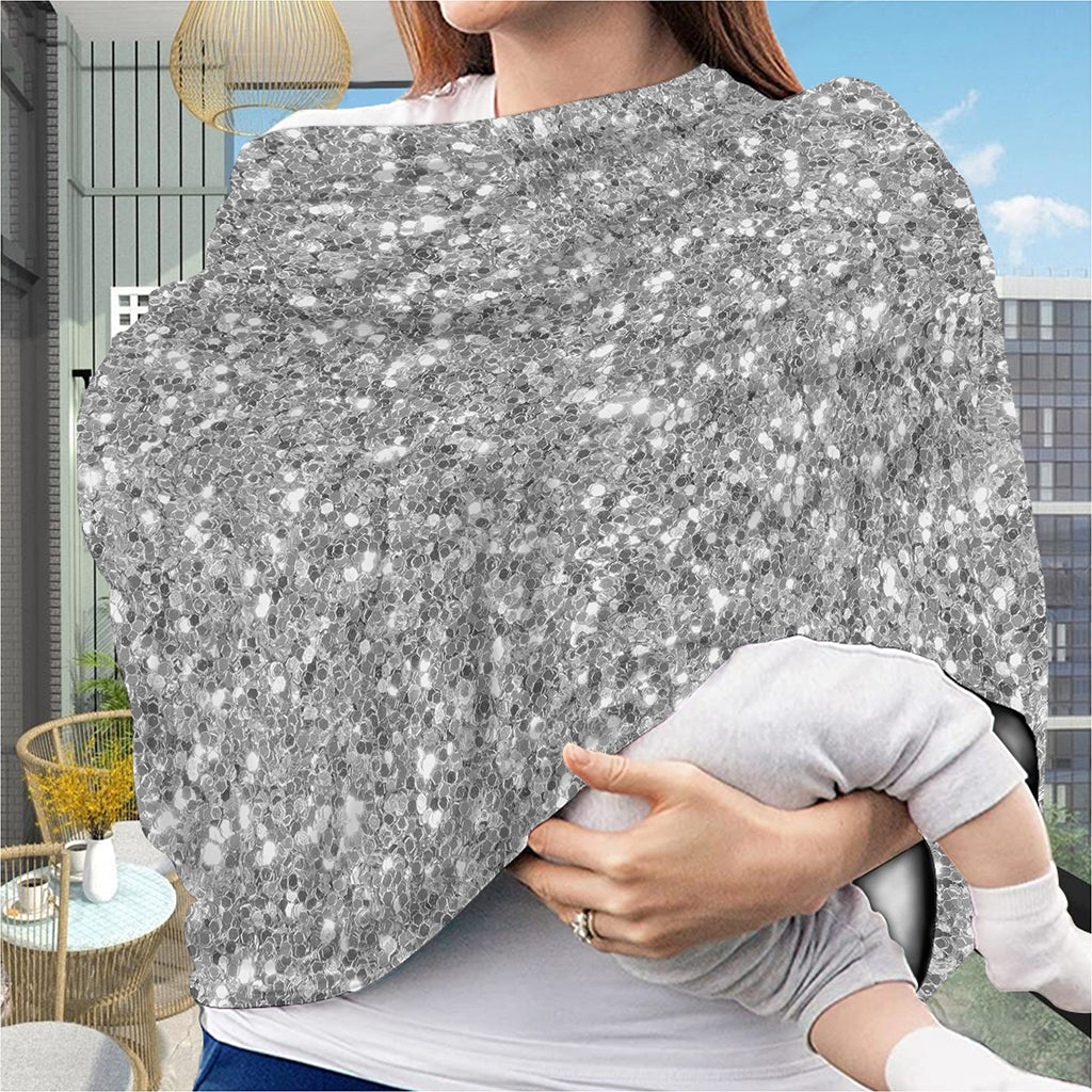 Silver (NOT Real) Glitter Print Baby Seat Cover