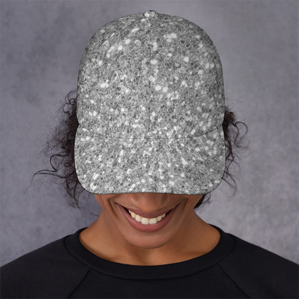 Silver (NOT Real) Glitter Print Baseball Cap